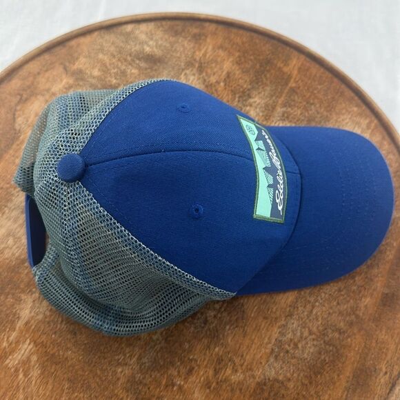 Eddie Bauer Hat Cap Trucker Mesh Snapback Blue Camping Outdoor Hiking Mountains - Picture 7 of 12